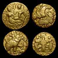 Gupta gold coins, Chandragupta Samudragupta Kumaragupta, extremely rare type variety.