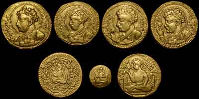 Jahangir portrait gold coin, a set of self portrait mohur.