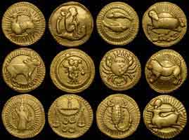 Jahangir zodiac Mohur, a set of 12 zodiac gold coin, Agra mint.