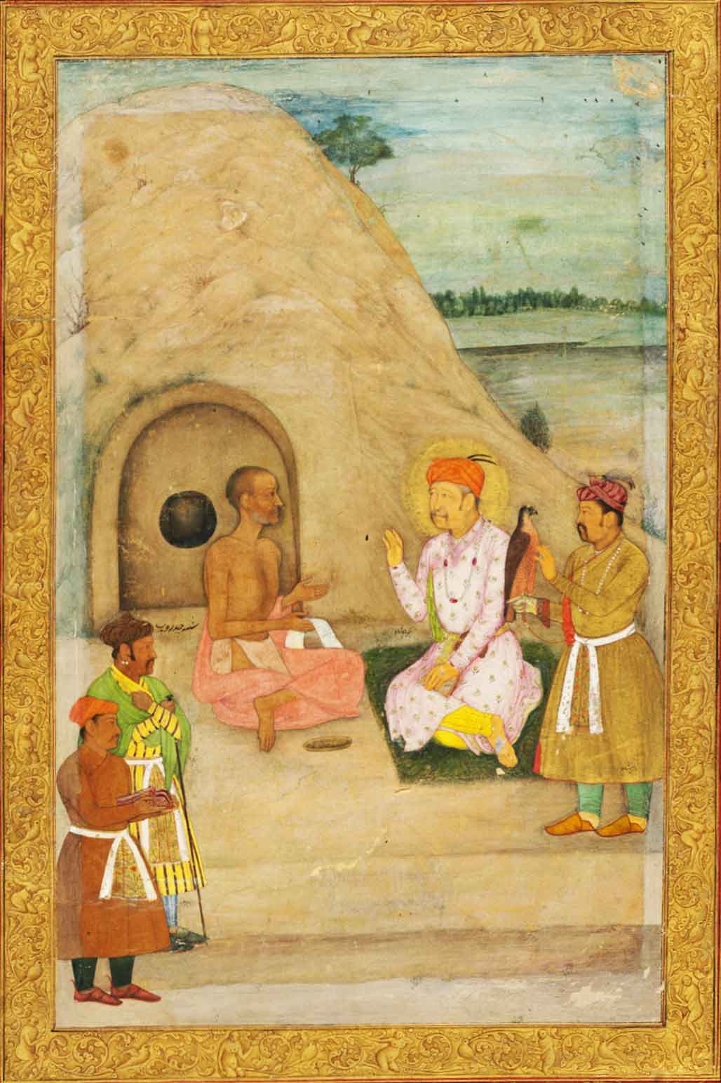 Gold coin of Akbar and Jahangir figure portrait zodiac mohur