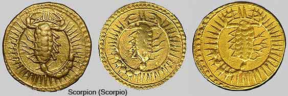 Jahangir's zodiac mohur, scorpion SCORPIO